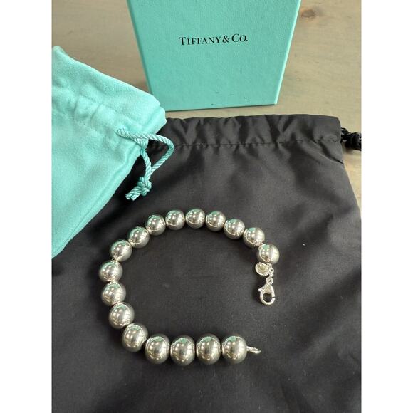 Tiffany & Co. Beaded Bracelet 925 Sterling Silver w Pouch & Box, Classic! - Picture 5 of 7